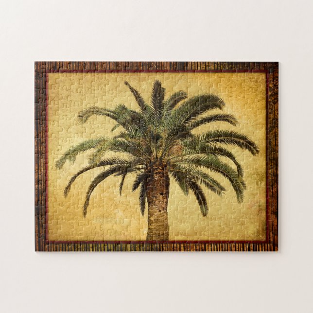 Vintage Palm Tree - Tropical Customised Template Jigsaw Puzzle (Horizontal)