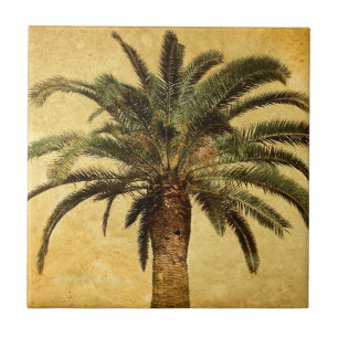 Vintage Palm Tree - Tropical Customised Template Tile