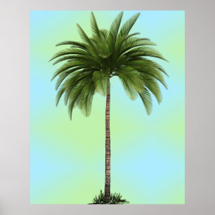 Vintage Palm Tree Tropical Elegant Green Poster
