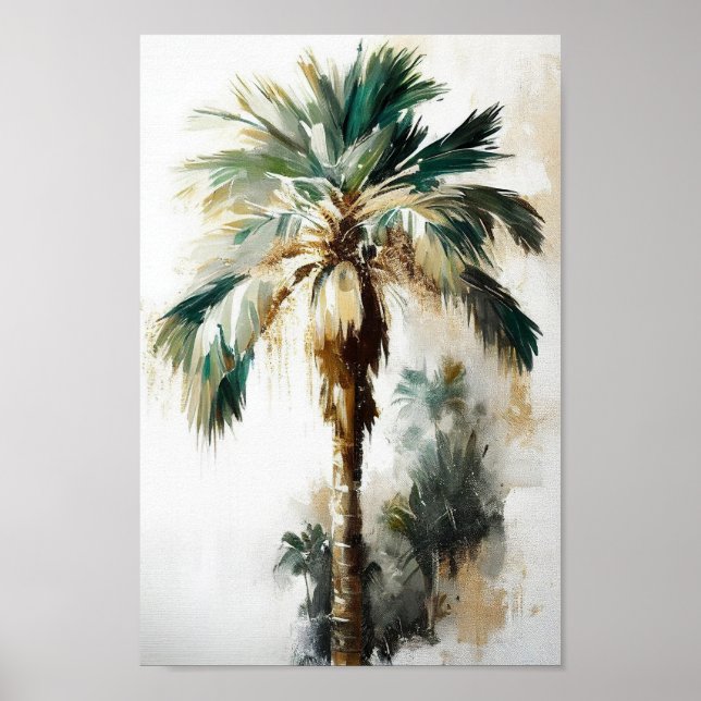 Vintage Palm Tree, Tropical Wall Art Poster  (Front)