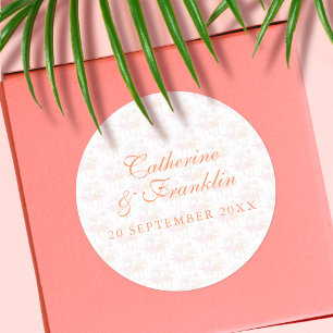 Vintage Palm Tree Tropical Wedding Classic Round Sticker