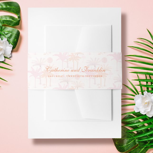 Vintage Palm Tree Tropical Wedding Invitation Belly Band (Creator Uploaded)