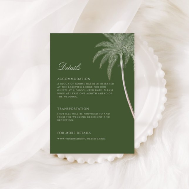 Vintage Palm Tree Wedding Details Enclosure Card (Creator Uploaded)