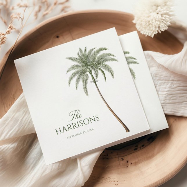 Vintage Palm Tree Wedding Napkin (Creator Uploaded)