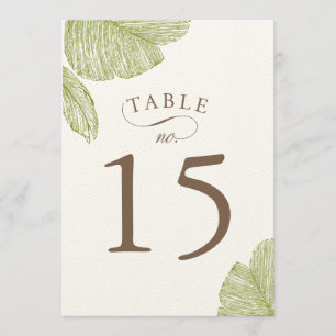 Vintage Palm Tree Wedding Table Number Cards