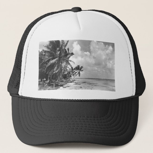 Vintage Palm Trees Cool Trucker Hat (Front)