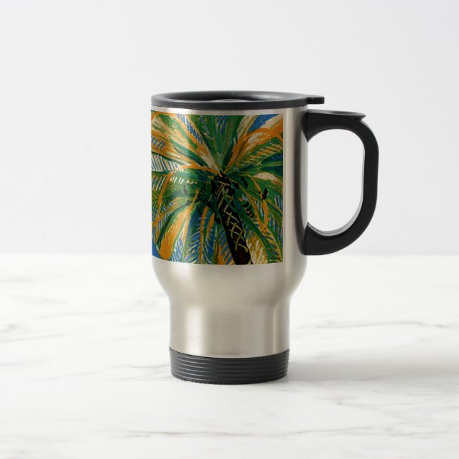 Vintage Palm Trees Cote D'Azur French Travel Mug (Right)