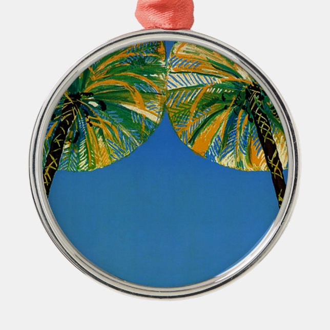 Vintage Palm Trees Cote D'Azur Ornament (Front)