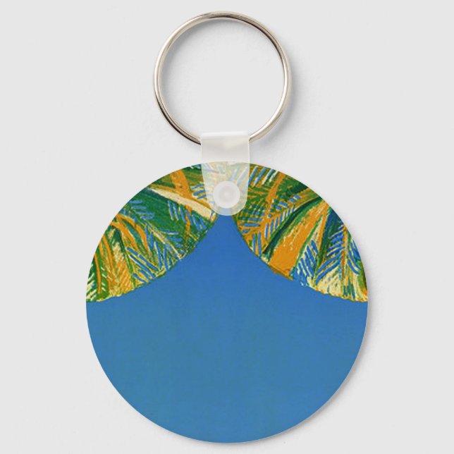 Vintage Palm Trees Cote D'Azur Travel Keychain (Front)