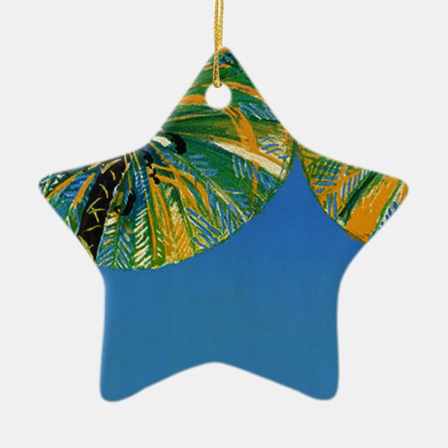 Vintage Palm Trees Cote D'Azur Travel Ornament (Front)