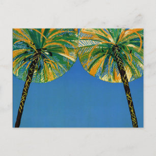 Vintage Palm Trees Cote D'Azur Travel Postcard