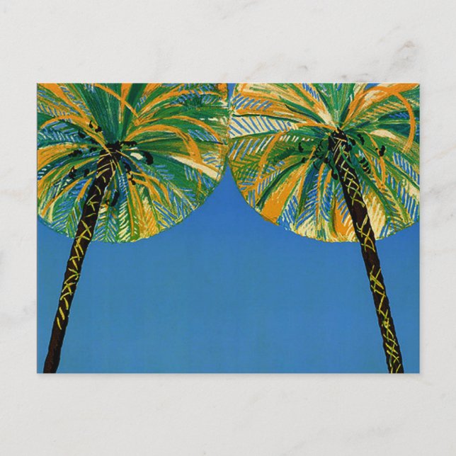 Vintage Palm Trees Cote D'Azur Travel Postcard (Front)