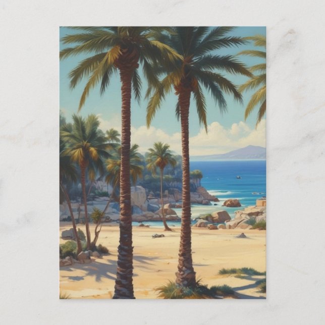Vintage Palm Trees Cote D'Azur Travel Postcard (Front)
