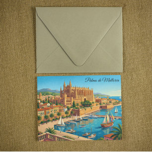 Vintage Palma de Mallorca Spain Panoramic View Postcard