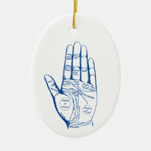 Vintage Palmistry Chart Palm Reading Ceramic Tree Decoration