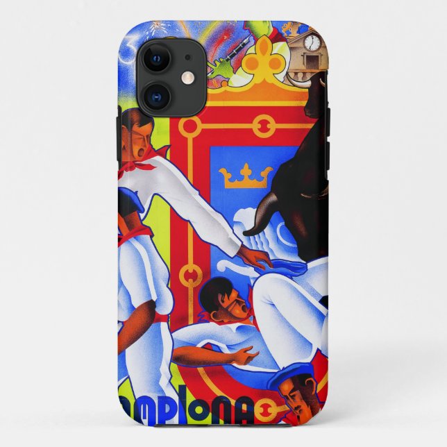 Vintage Pamplona poster iphone covers (Back)