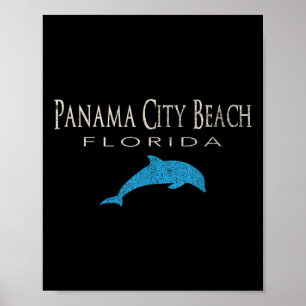 Vintage Panama City Beach Fl Dolphin T Shirt Poster