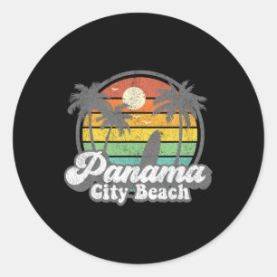 Vintage Panama City Beach Florida Surfing Retro Su Classic Round Sticker