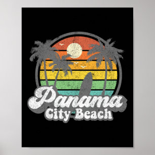 Vintage Panama City Beach Florida Surfing Retro Su Poster