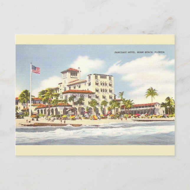 Vintage Pancoast Hotel Miami Beach Postcard (Front)