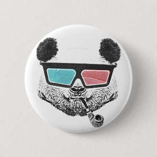 Vintage panda 3-D glasses 6 Cm Round Badge