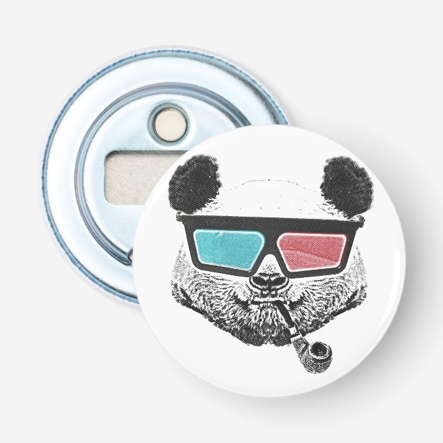 Vintage panda 3-D glasses Bottle Opener (Front)