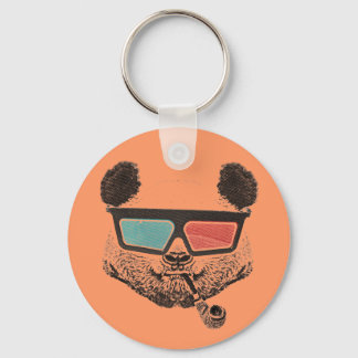 Vintage panda 3-D glasses Key Ring