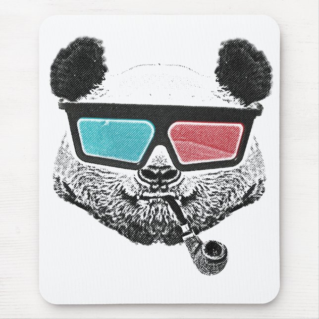 Vintage panda 3-D glasses Mouse Mat (Front)