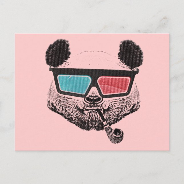Vintage panda 3D glasses Postcard (Front)