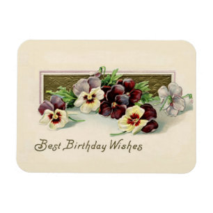 Vintage Pansies Birthday Wishes Magnet