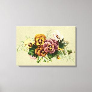 Vintage Pansies Bouquet Canvas Print
