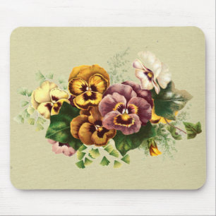 Vintage Pansies Bouquet Mouse Mat