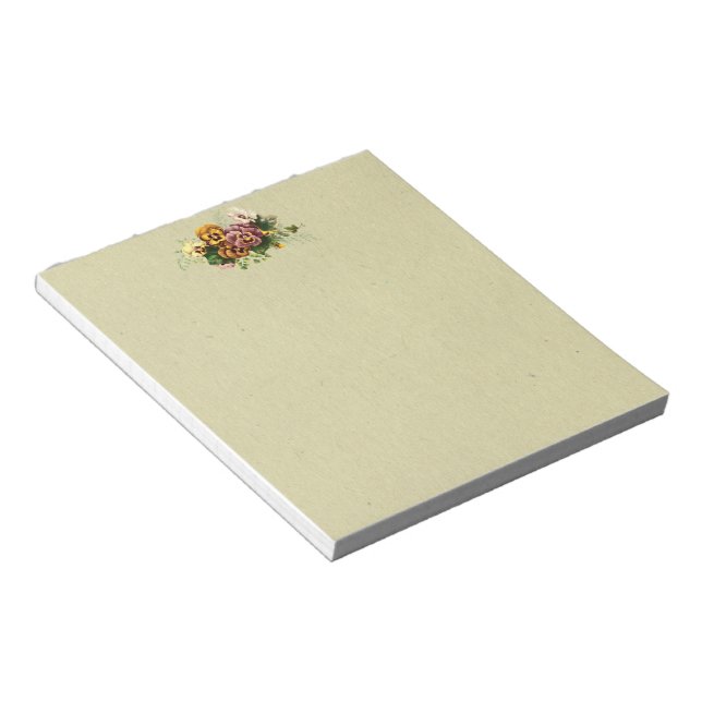 Vintage Pansies Bouquet Notepad (Angled)