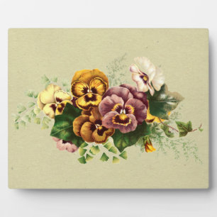 Vintage Pansies Bouquet Plaque