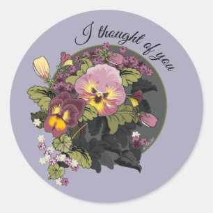 Vintage Pansies Nostalgic Floral Design Classic Round Sticker