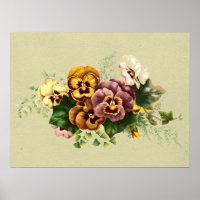 Vintage Pansies Painted Bouquet