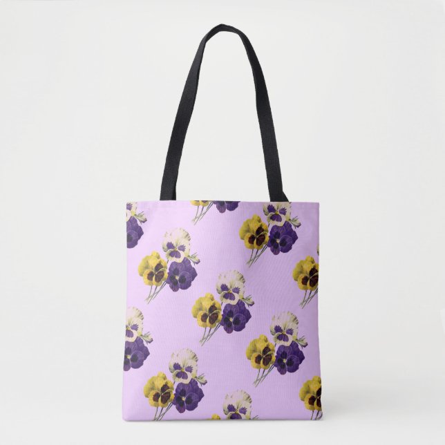 Vintage Pansies Pale Lavender Tote Bag (Front)
