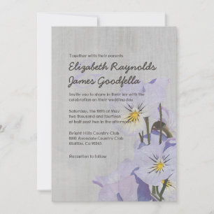 Vintage Pansies Wedding Invitations