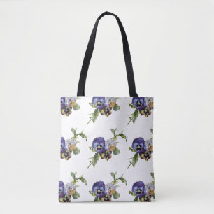 Vintage Pansy Floral Bouquet - Tote Bag