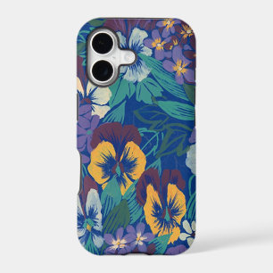 Vintage Pansy Floral Pattern   Blue Cottage Garden