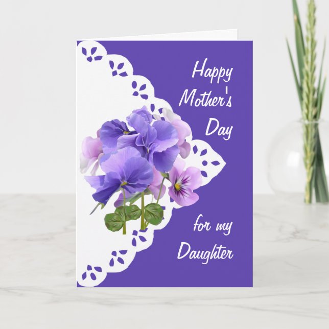 Vintage Pansy Flower Daughter Mother's Day  Card (Front)