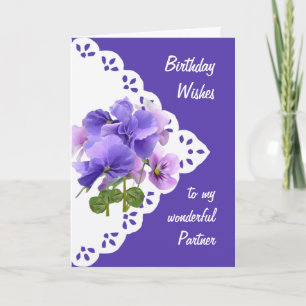 Vintage Pansy Flower Partner  Birthday Card