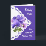 Vintage Pansy Flower Pastor's Wife Birthday Card<br><div class="desc">Vintage Pansy Flower for your Pastor's Wife Birthday   May you be showered with God's love 
and joy on your special day and every day</div>