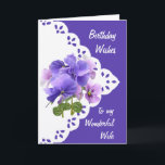 Vintage Pansy Flower Wife Birthday Card<br><div class="desc">Vintage Pansy Flower for your Wonderful Wilfe Birthday</div>