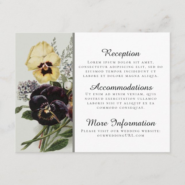 Vintage Pansy Reception Cards (Front)