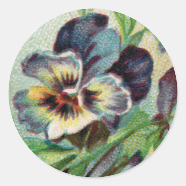 Vintage Pansy Round Sticker (Front)