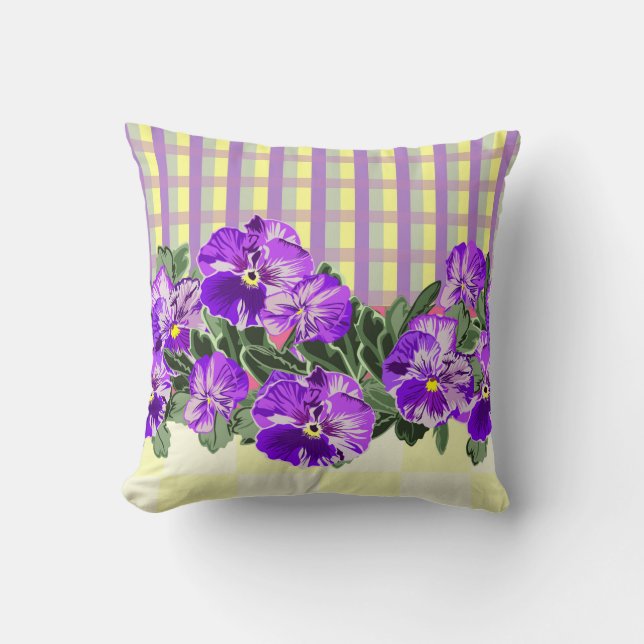 Vintage Pansy Square Pillow (Front)