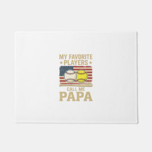 Vintage Papa Baseball Softball Players Shirt Desig Doormat