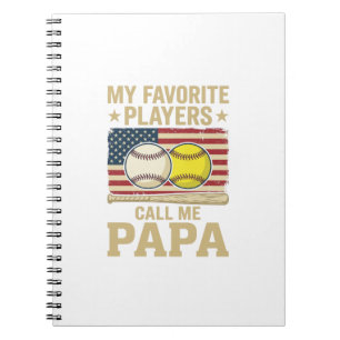 Vintage Papa Baseball Softball Players Shirt Desig Notebook