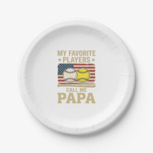 Vintage Papa Baseball Softball Players Shirt Desig Paper Plate